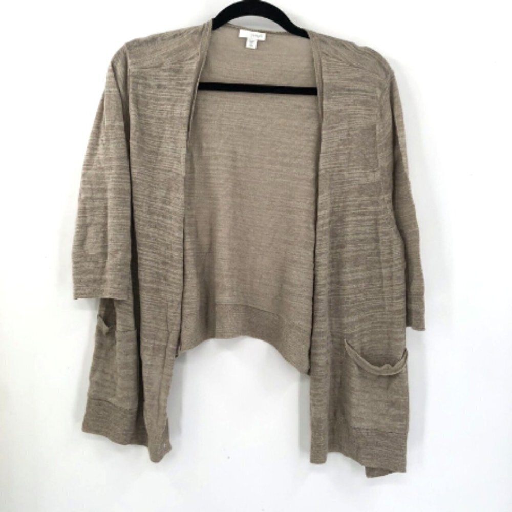 J.JILL PureJill Cardigan Sweater Pockets Half Sleeve Cotton Viscose Knit XLP Wmn